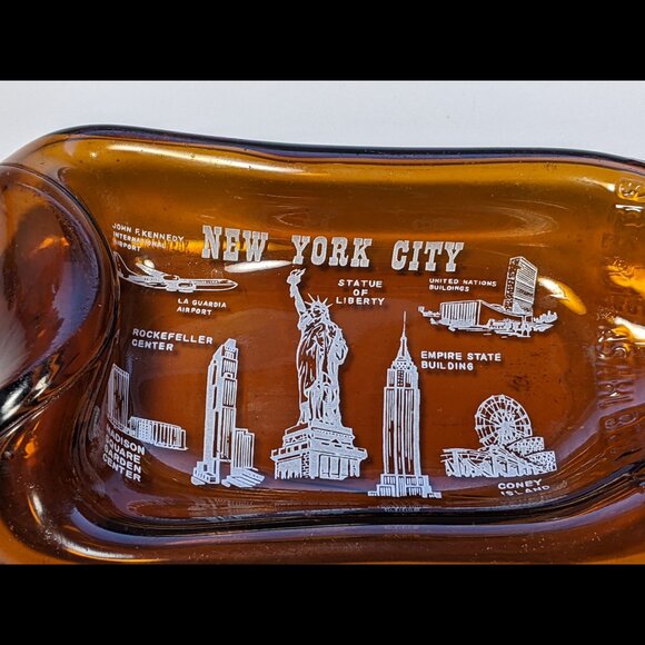 Vintage Flattened Japan Stubby Asahi Beer Bottle New York Souvenir Ashtray - Picture 3 of 5